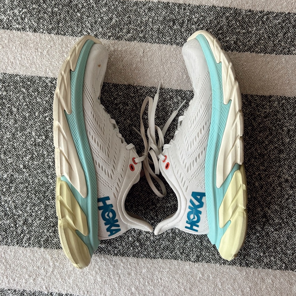 Hoka Clifton Athletic Shoes - White and Blue